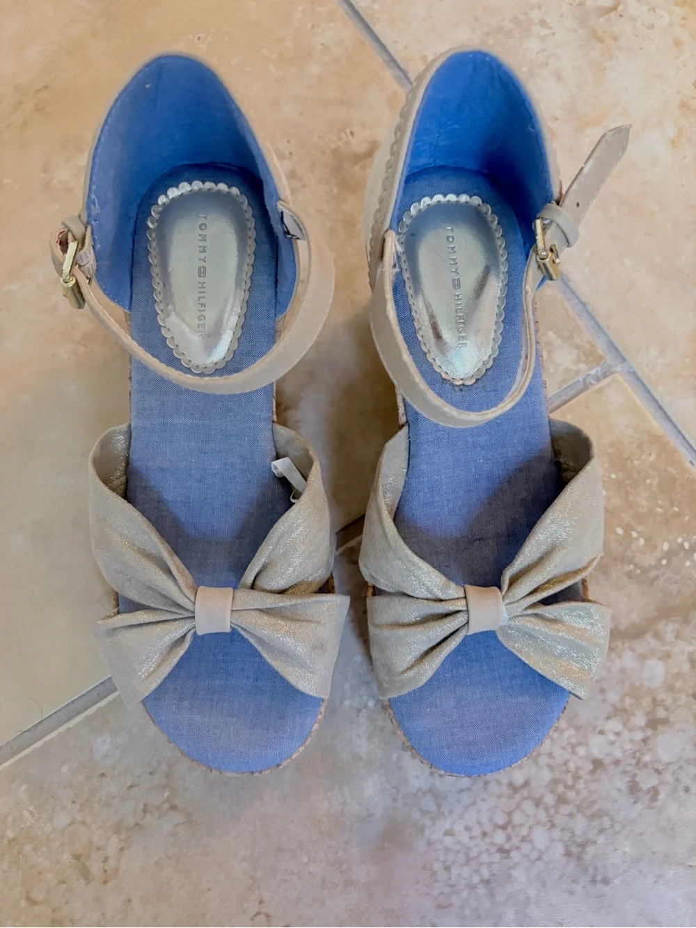 Tommy Hilfiger Girl’s Tan Cork Wedge Sandals